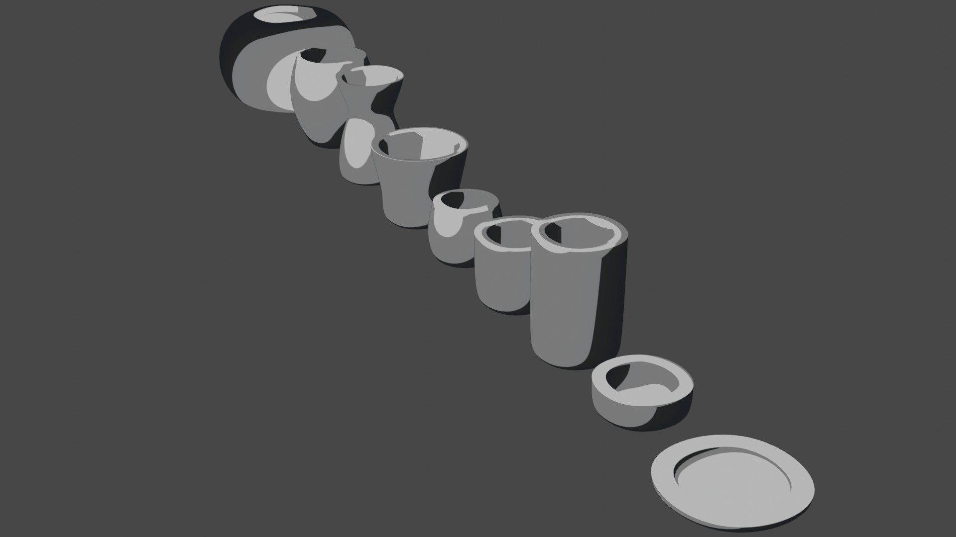 Modern rounded crockery vases Base Collection Low-poly 3D model_30