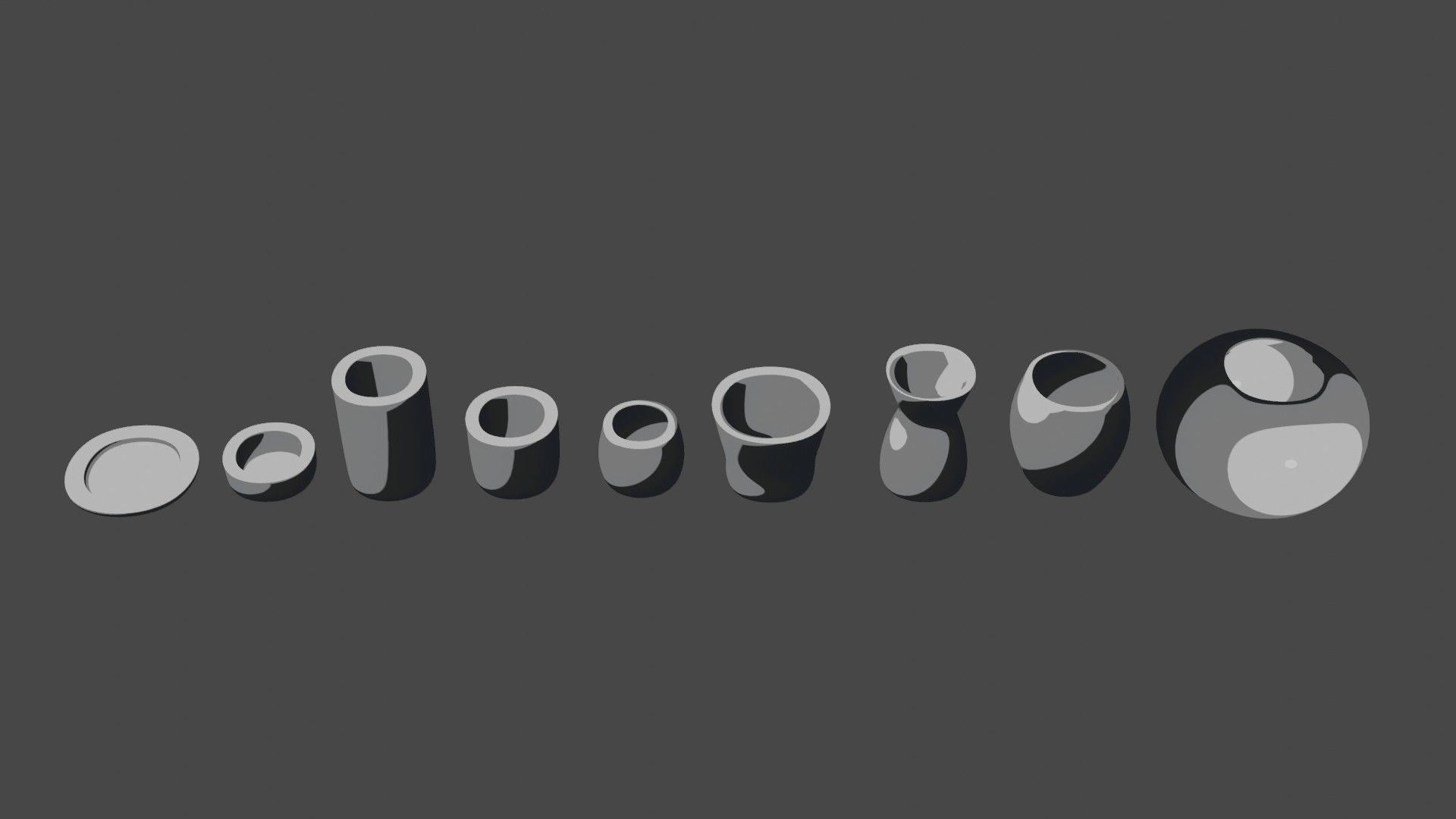 Modern rounded crockery vases Base Collection Low-poly 3D model_9