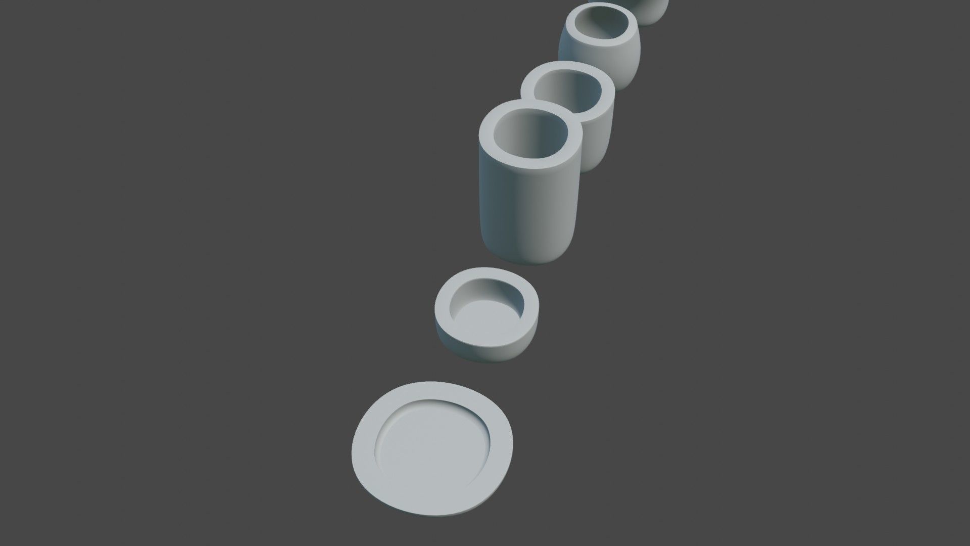 Modern rounded crockery vases Base Collection Low-poly 3D model_8