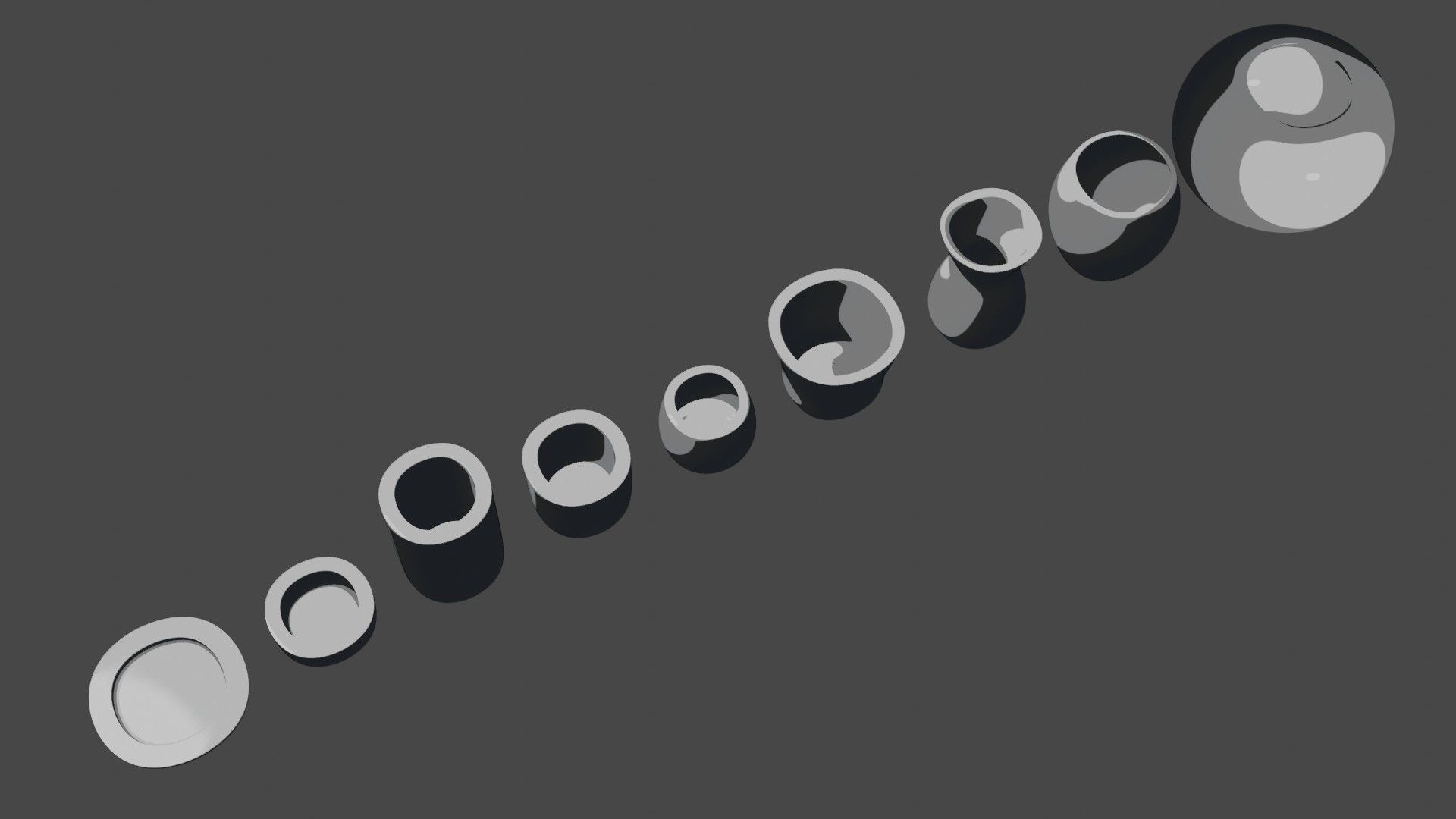 Modern rounded crockery vases Base Collection Low-poly 3D model_17