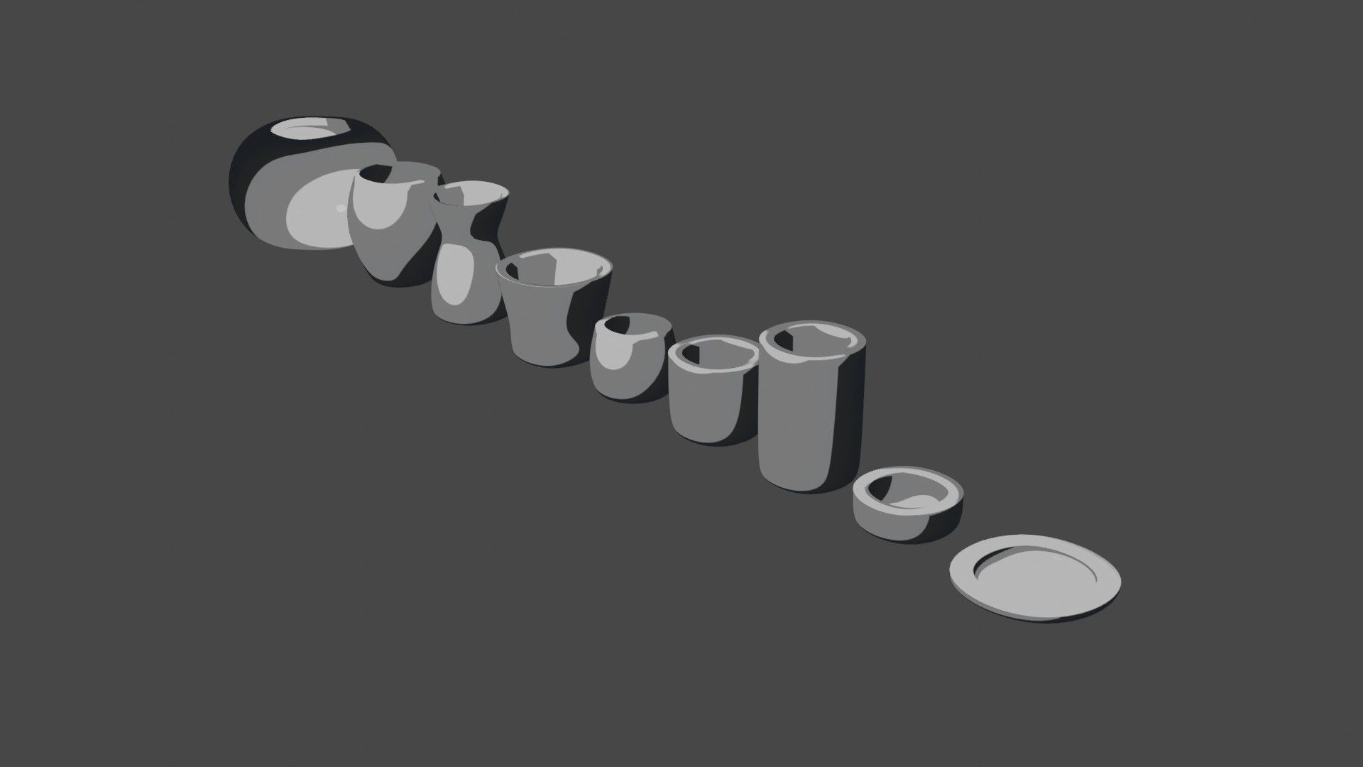 Modern rounded crockery vases Base Collection Low-poly 3D model_34