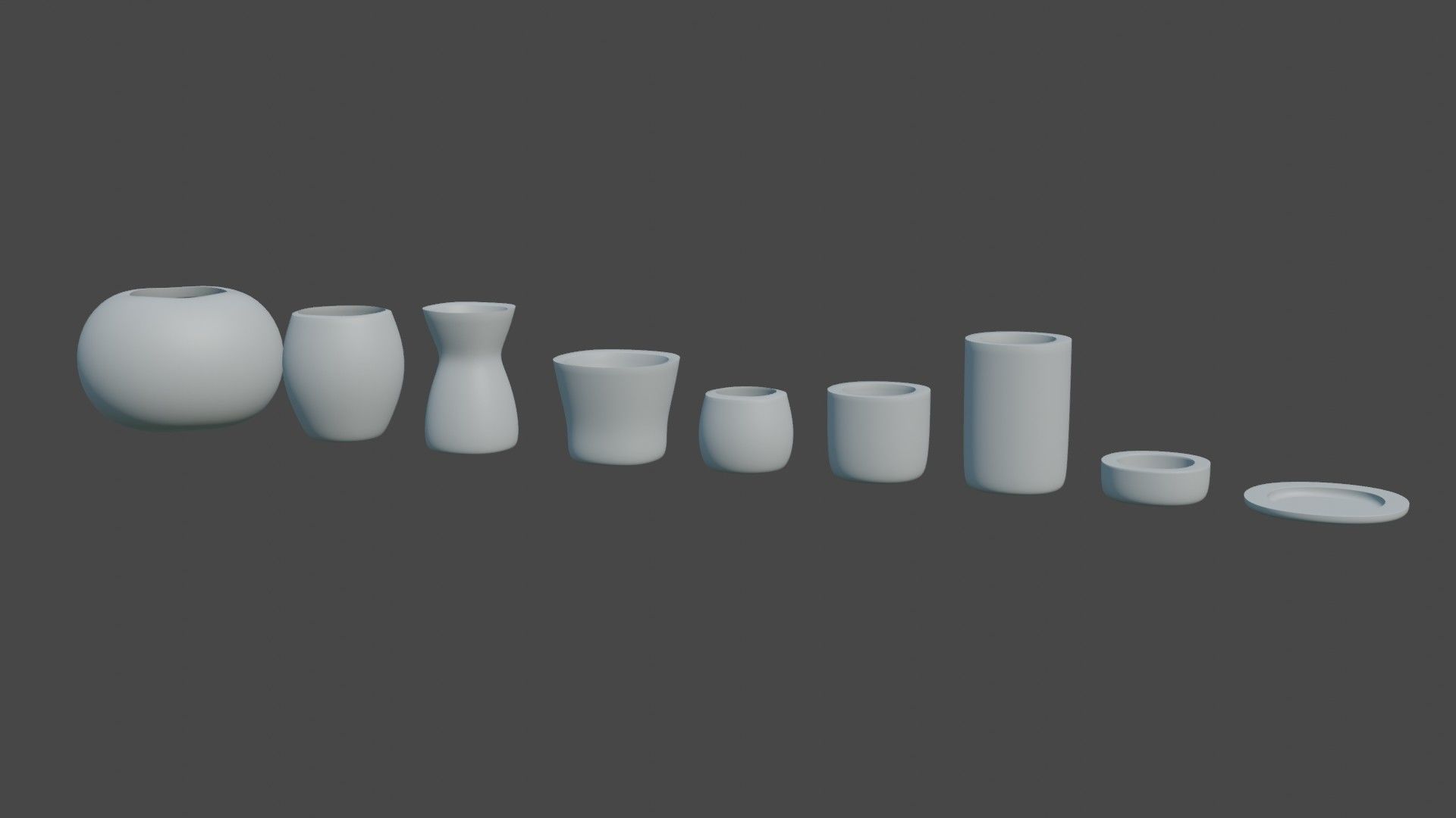 Modern rounded crockery vases Base Collection Low-poly 3D model_3