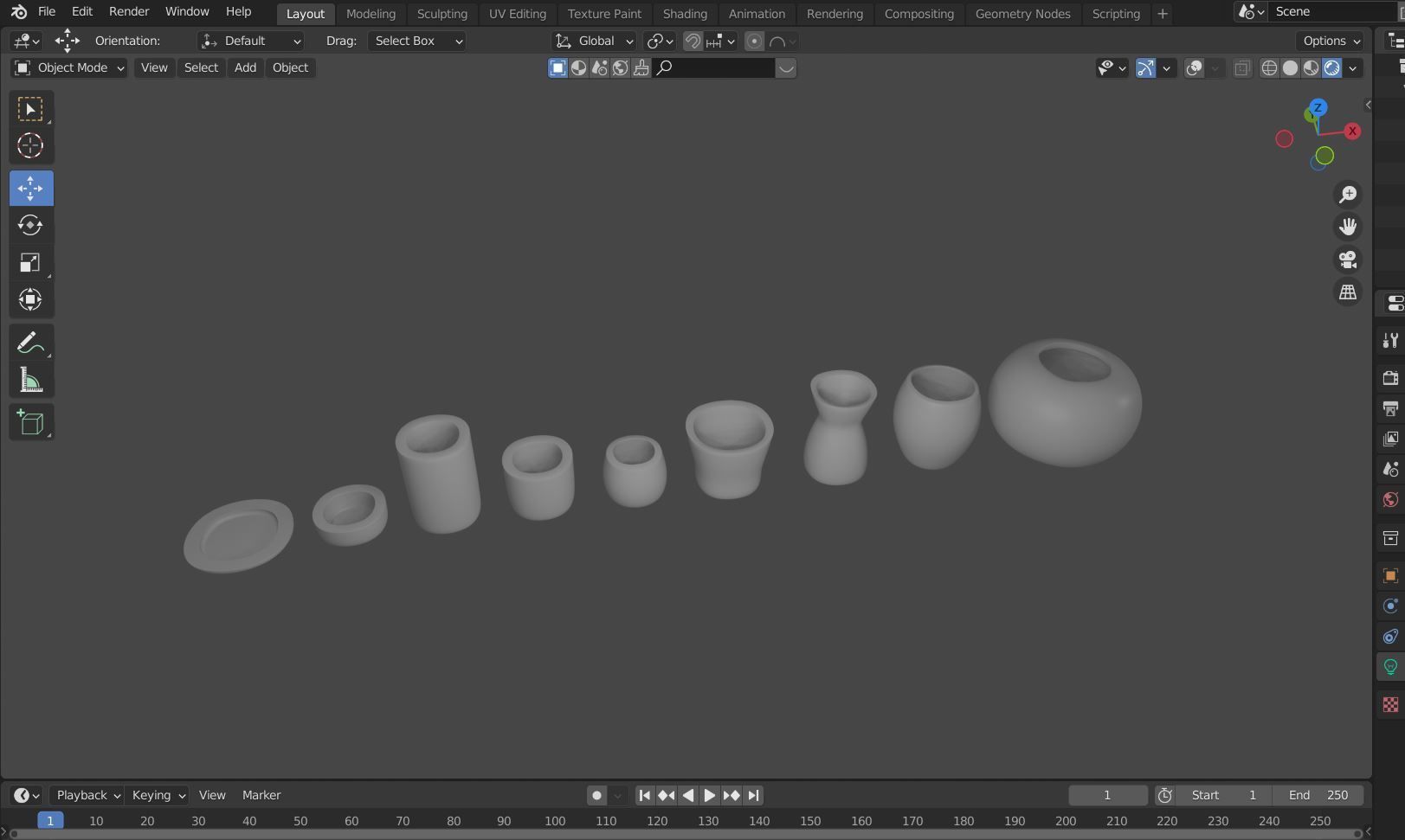 Modern rounded crockery vases Base Collection Low-poly 3D model_41