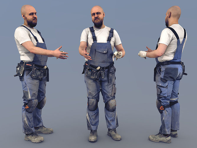 Photorealistic Construction Worker Character 3D model