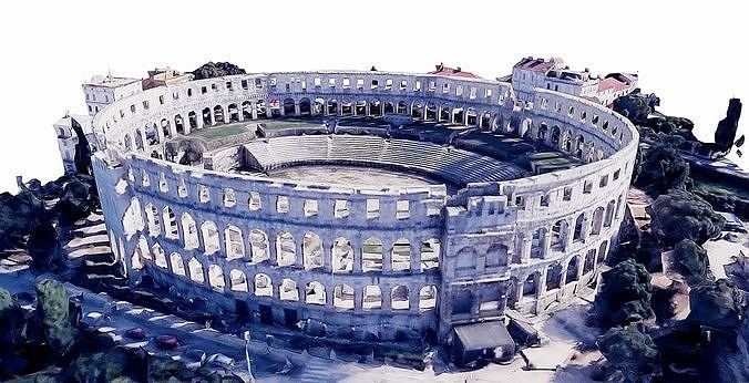Pula Arena Amphitheatre Low-poly 3D model
