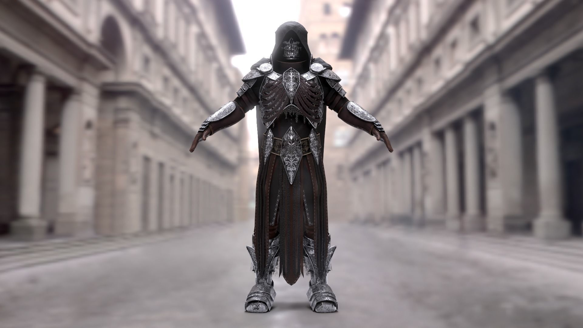 Necromancer armor Low-poly 3D model_5