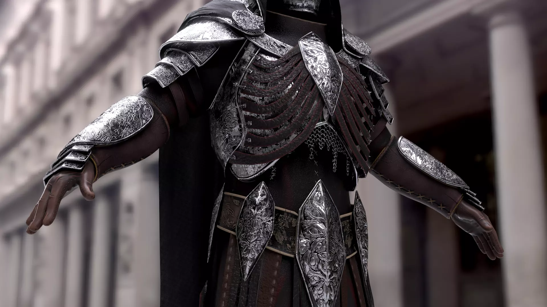 Necromancer armor Low-poly 3D model_0