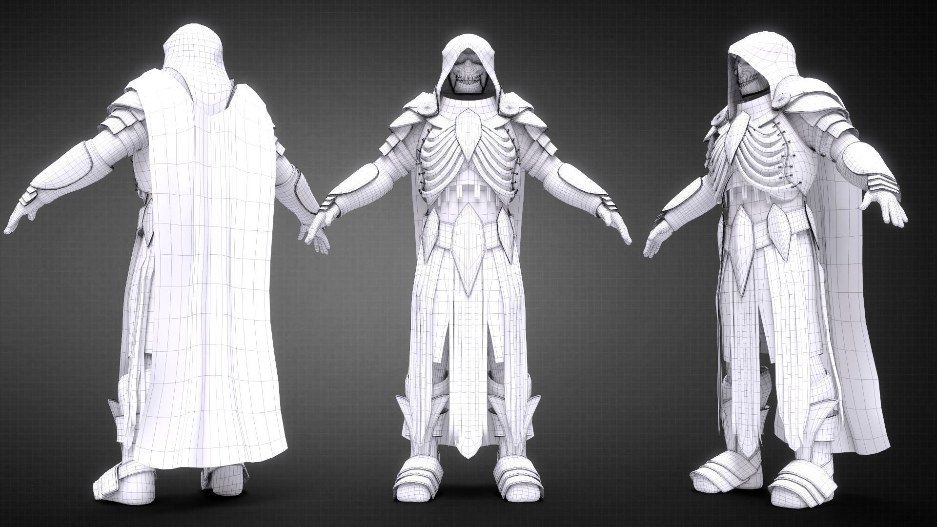 Necromancer armor Low-poly 3D model_6