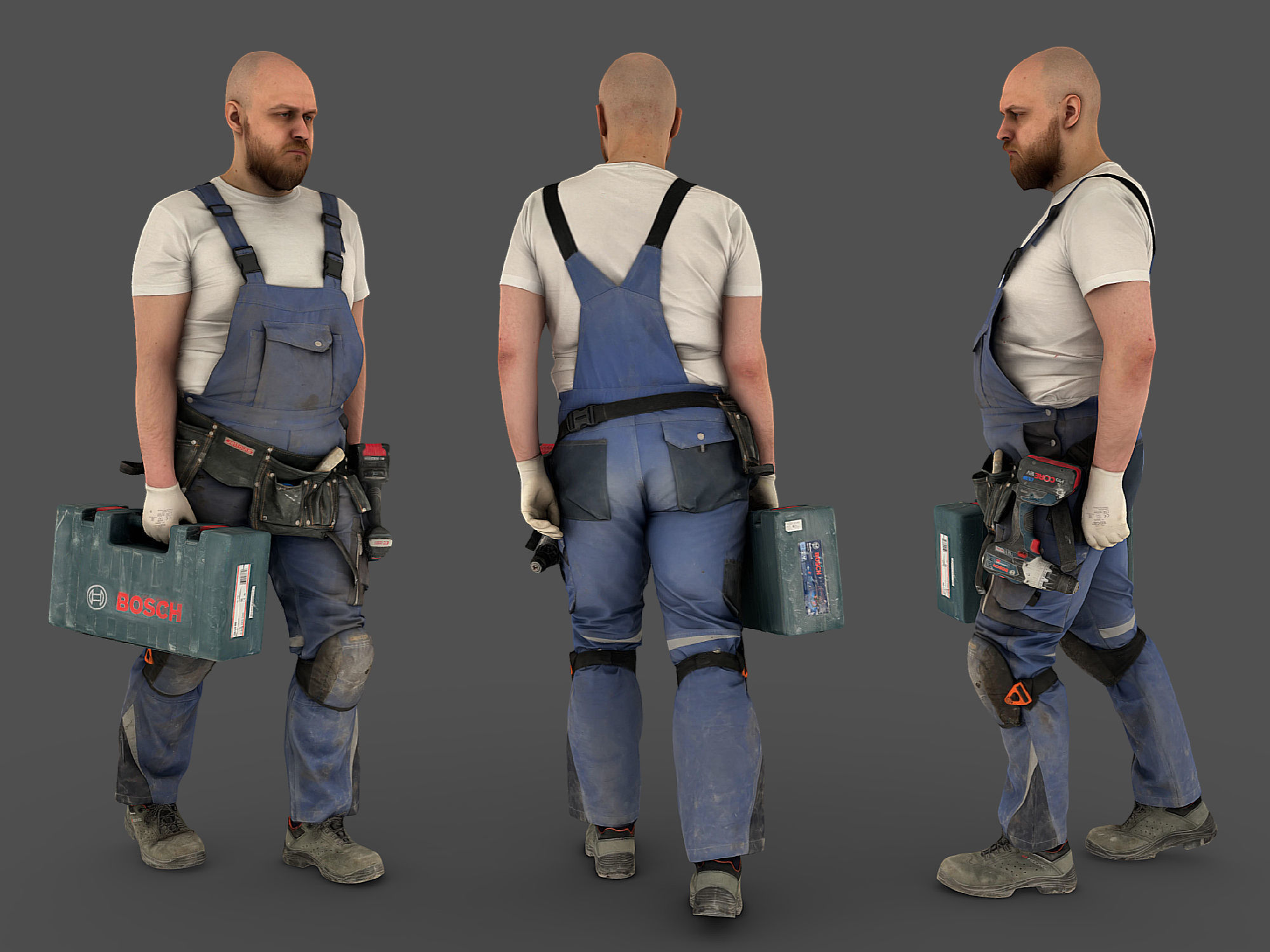 Photorealistic Construction Worker Character Low-poly 3D model_5