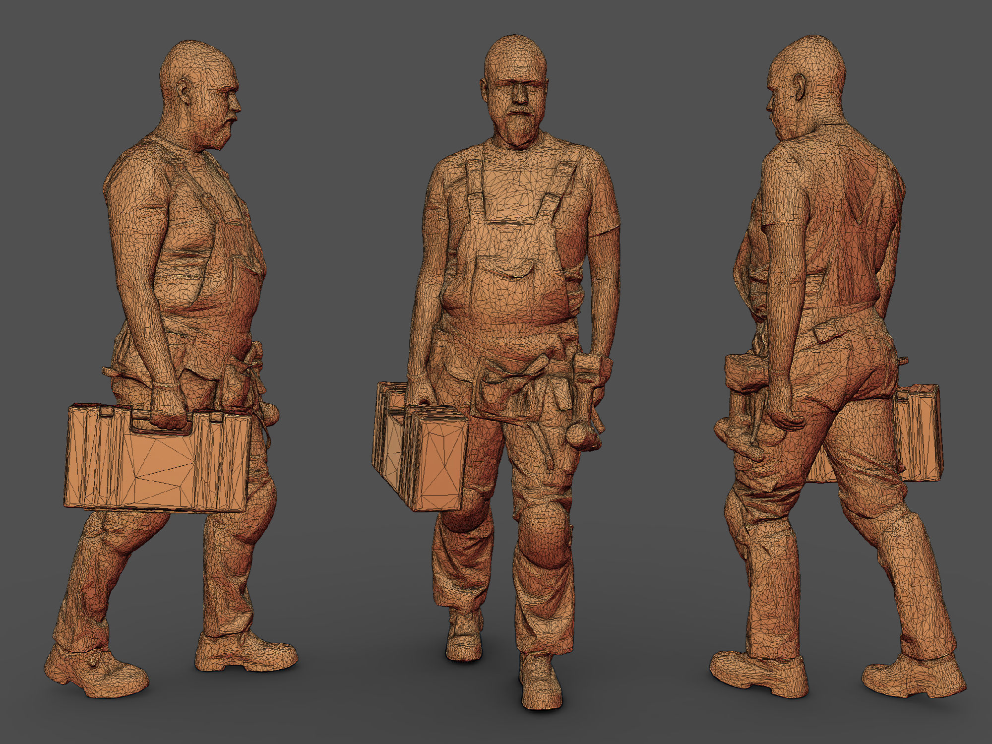 Photorealistic Construction Worker Character Low-poly 3D model_3