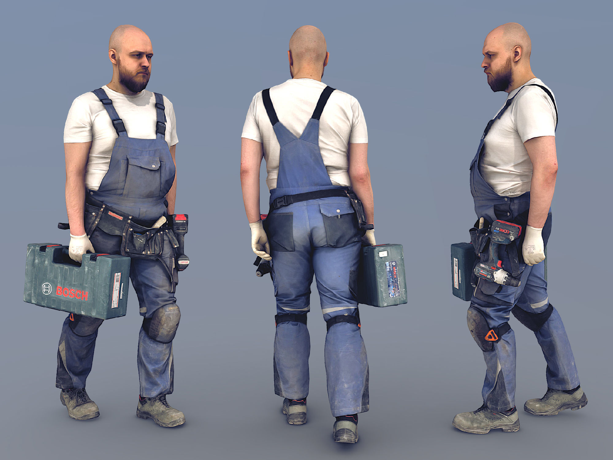 Photorealistic Construction Worker Character Low-poly 3D model_4