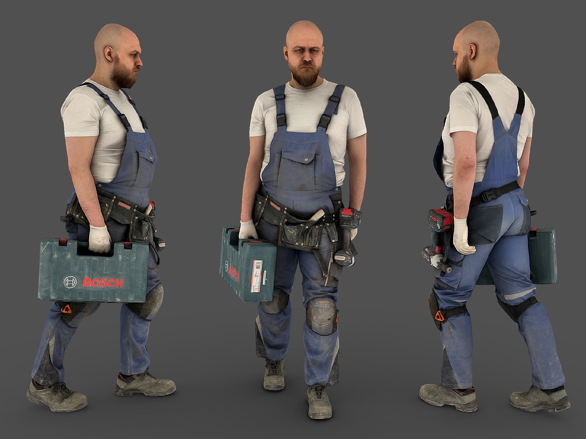 Photorealistic Construction Worker Character Low-poly 3D model_1