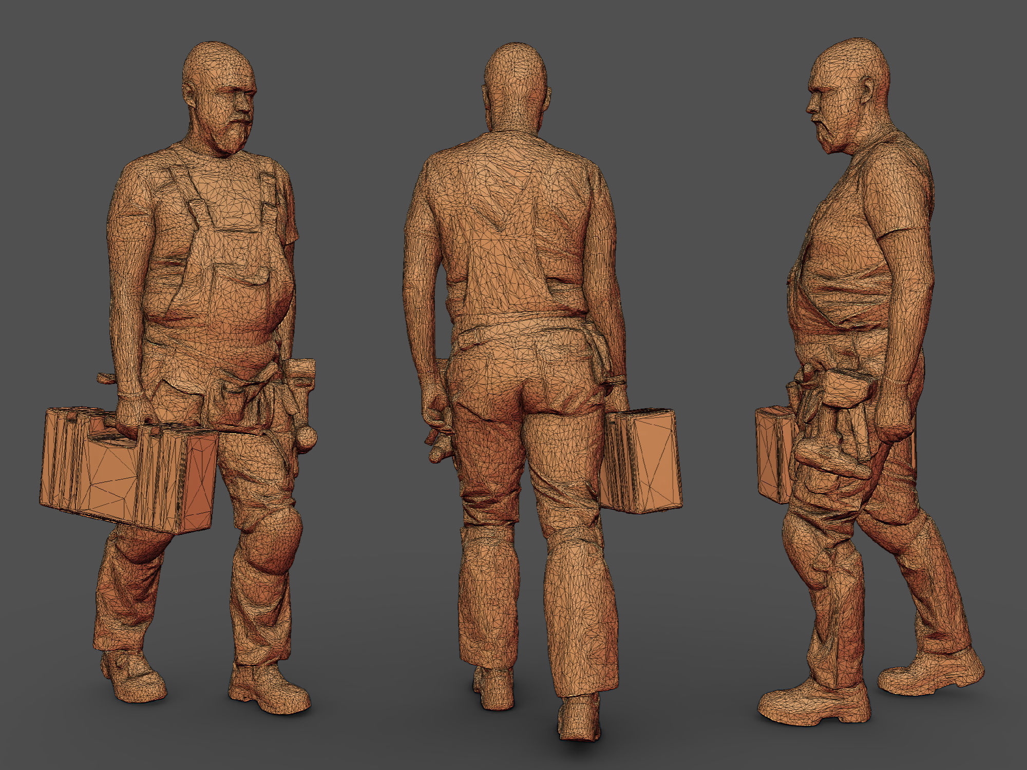 Photorealistic Construction Worker Character Low-poly 3D model_7