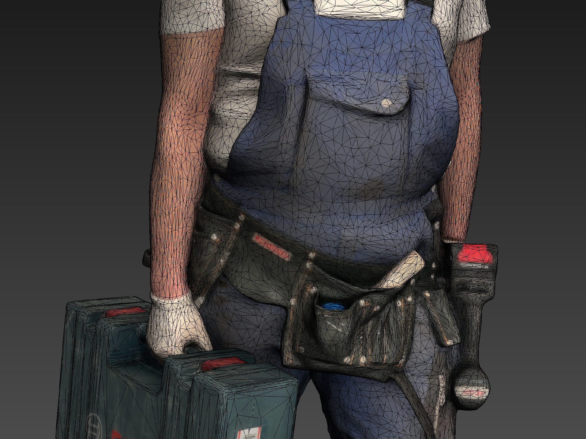 Photorealistic Construction Worker Character Low-poly 3D model_8