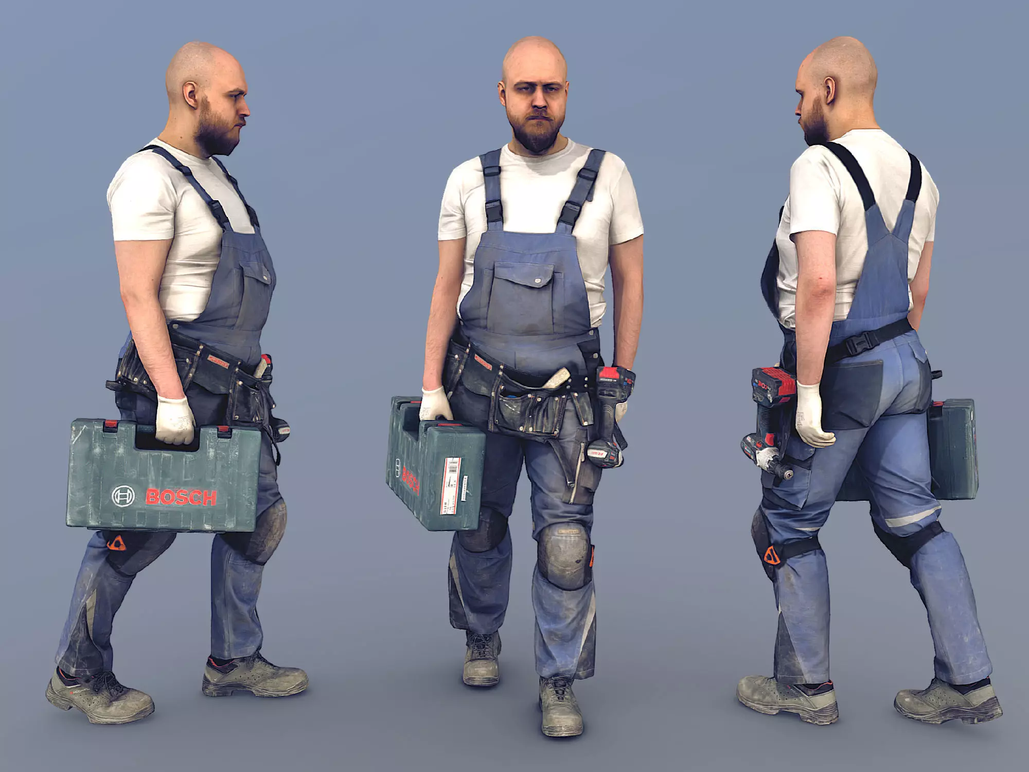 Photorealistic Construction Worker Character Low-poly 3D model_0