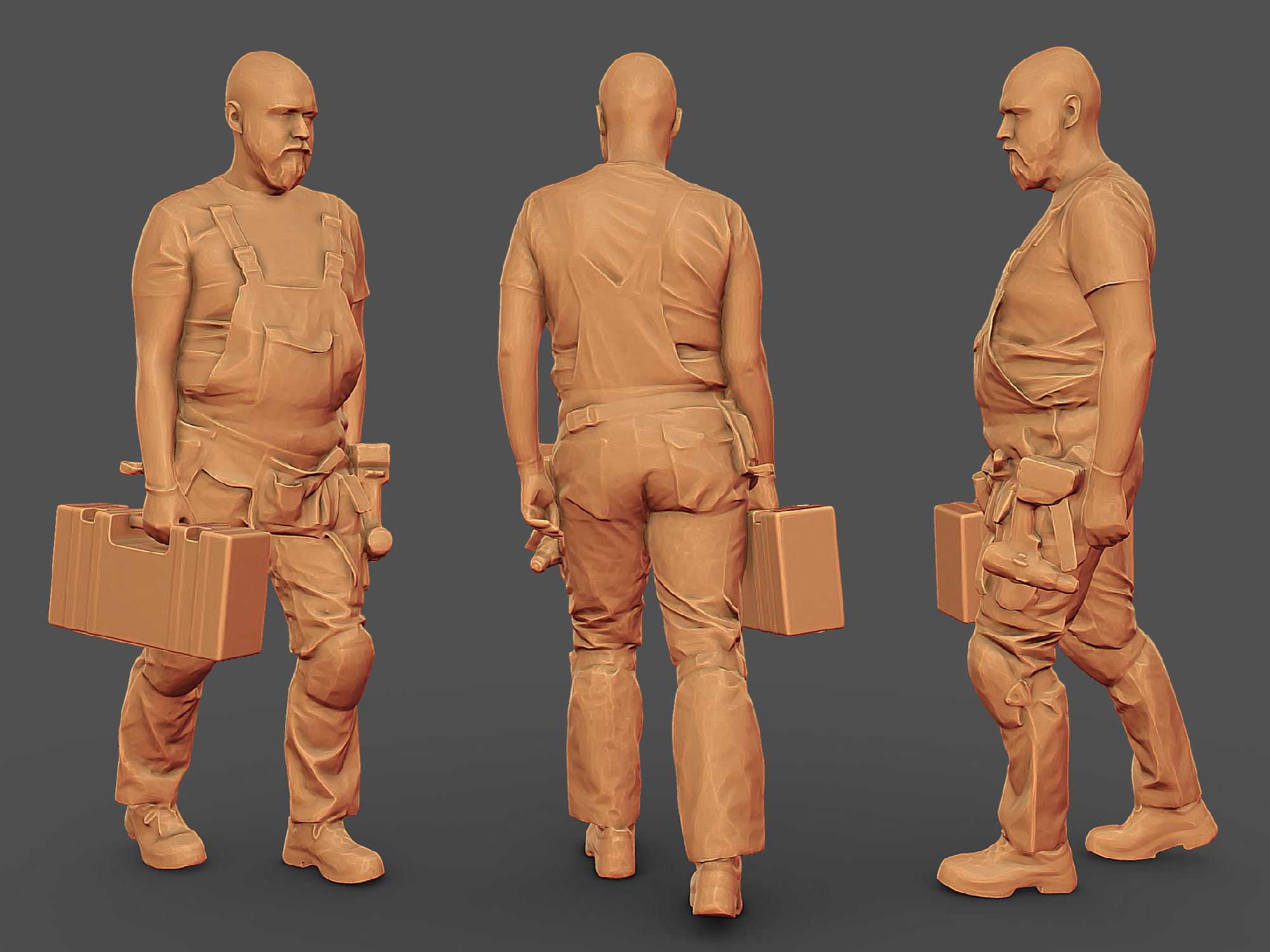 Photorealistic Construction Worker Character Low-poly 3D model_6