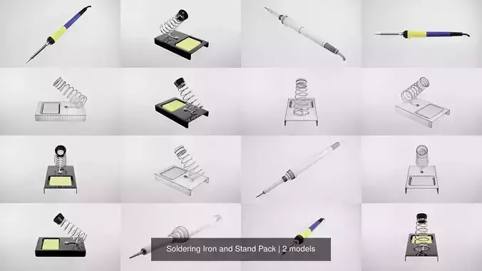 Soldering Iron and Stand Pack 3D Model Collection