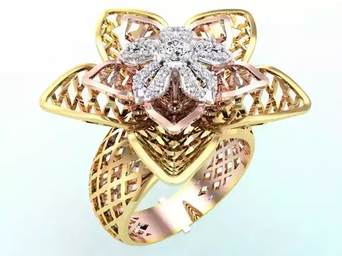  Mesh flower ring - Italian rings - Womens Rings - N6544