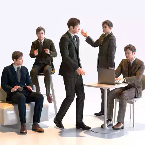 Posed Asian Business Man - 5 Pack 1 - B1-M1S 3D model