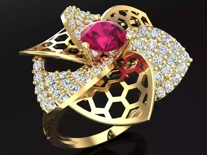  Mesh flower ring - Italian rings - Womens Rings - N6577