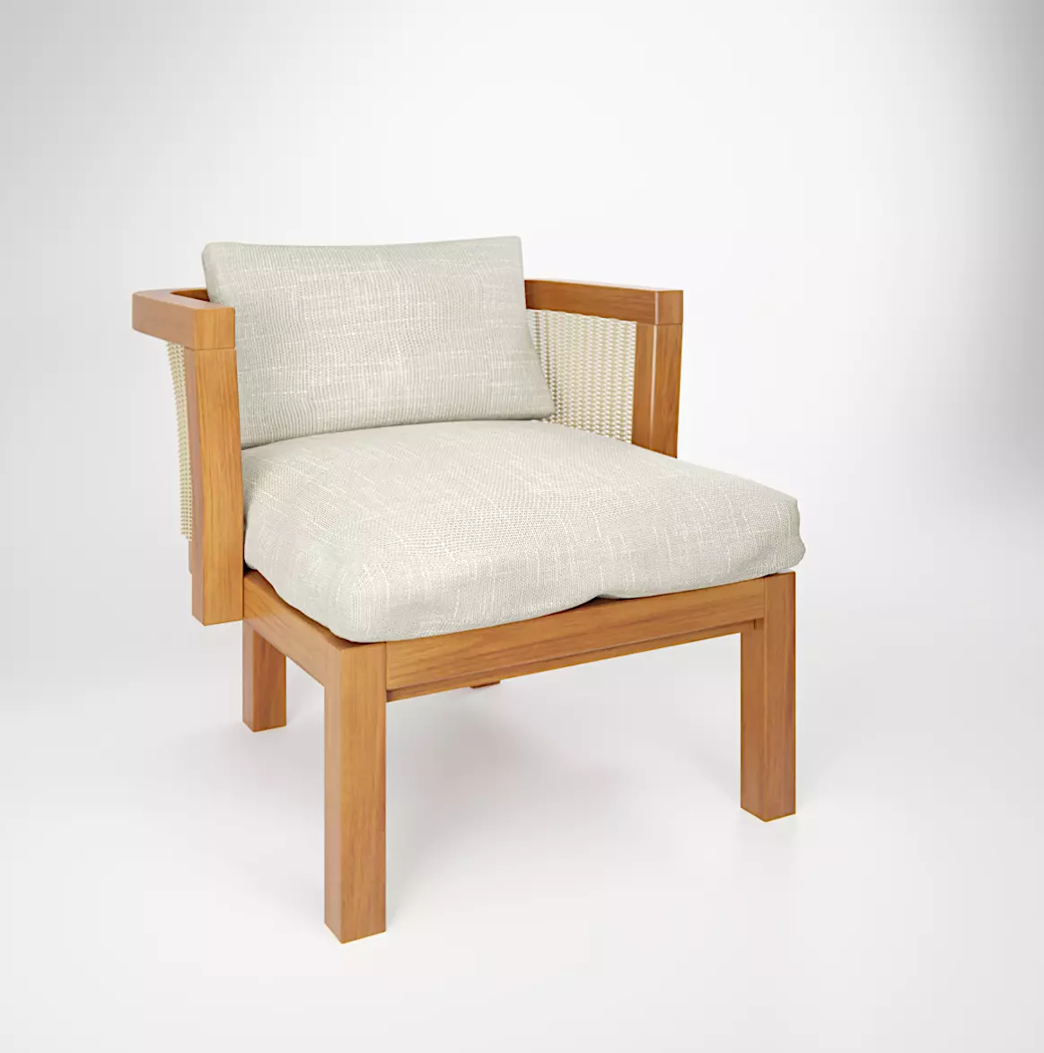 GlampSofa S lounge chair in teak and linen Free 3D model