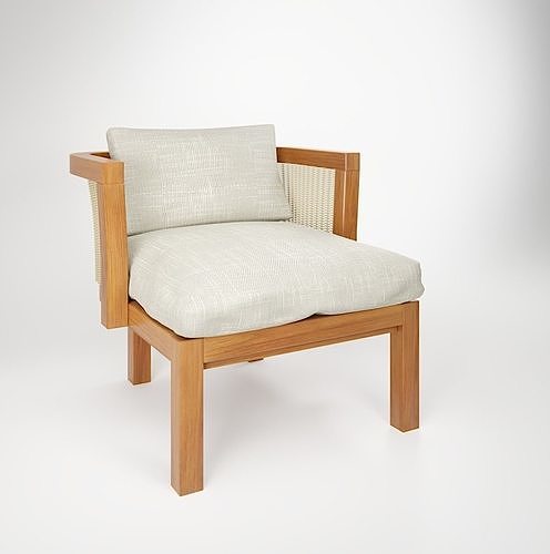 GlampSofa S lounge chair in teak and linen Free 3D model