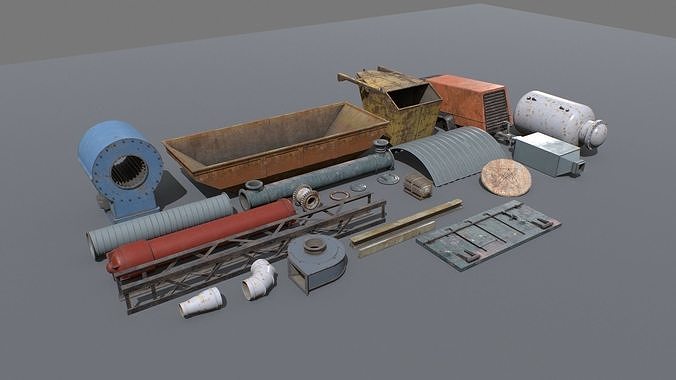 Abandoned Industrial Props Pack 2 Low-poly 3D model