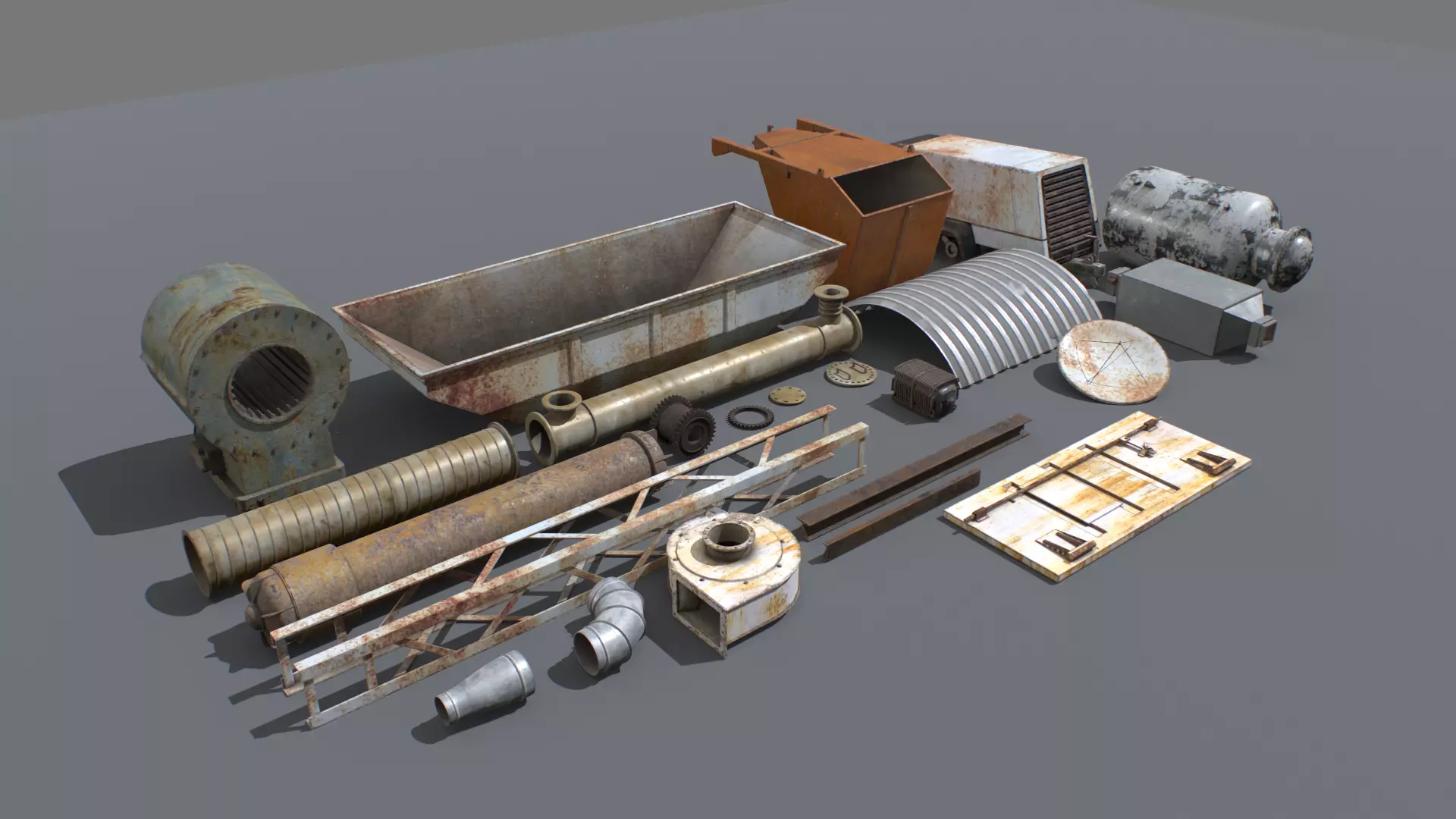 Abandoned Industrial Props Pack 3 Low-poly 3D model_0