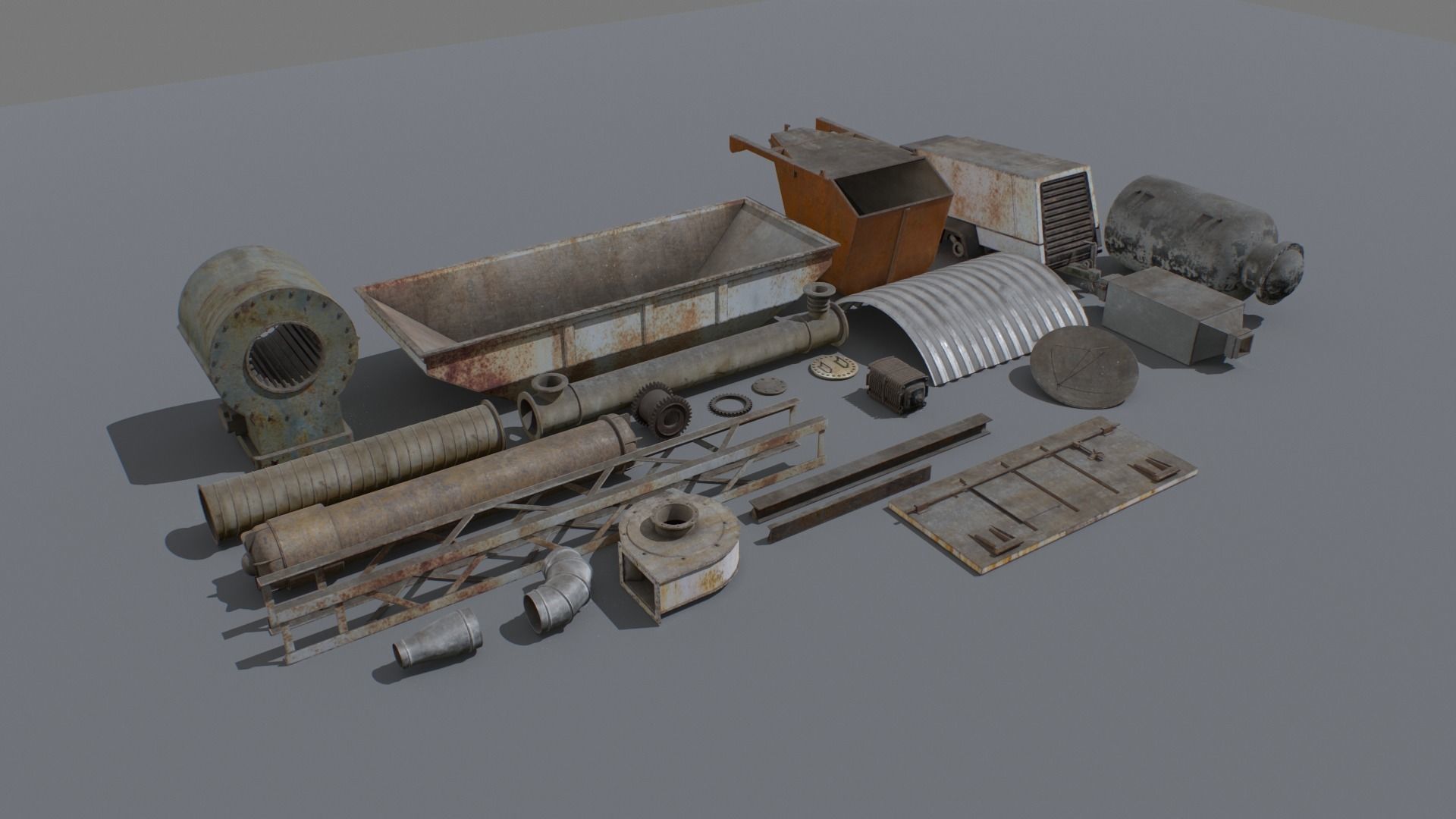 Abandoned Industrial Props Pack 3 Low-poly 3D model_7