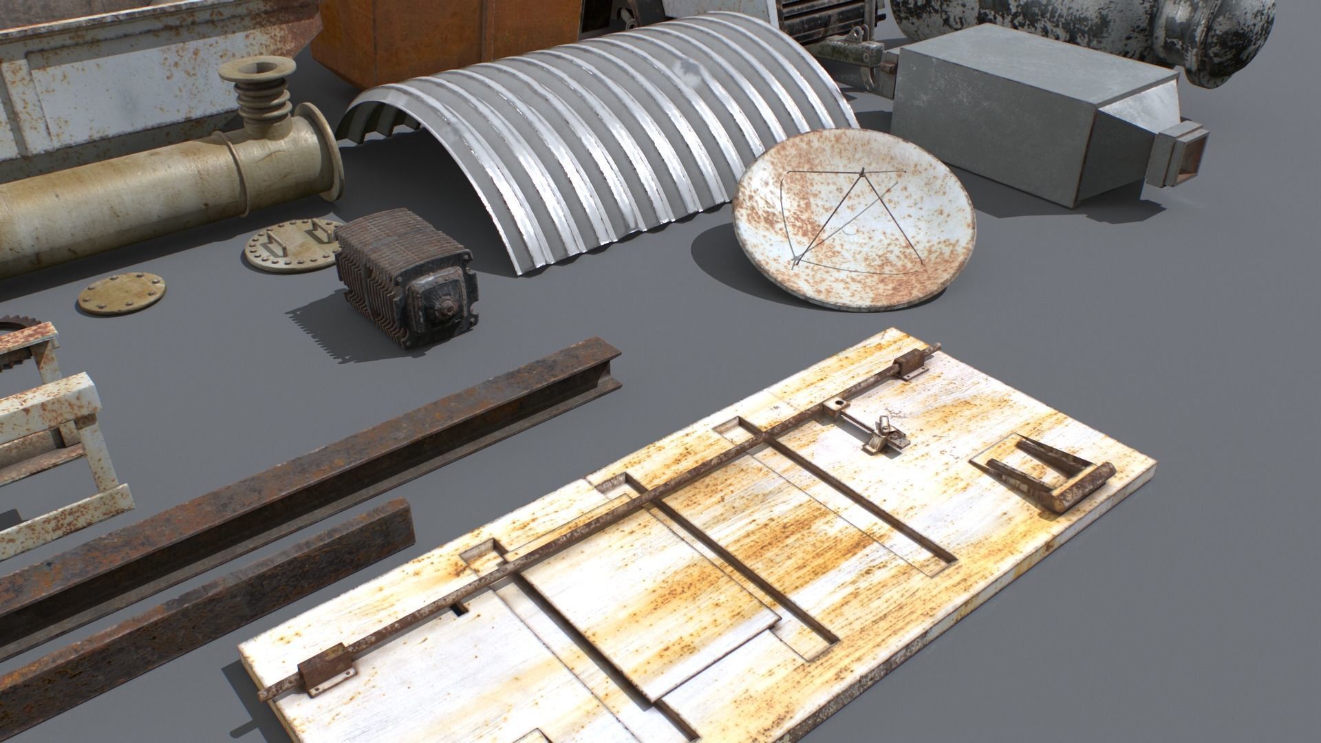 Abandoned Industrial Props Pack 3 Low-poly 3D model_3