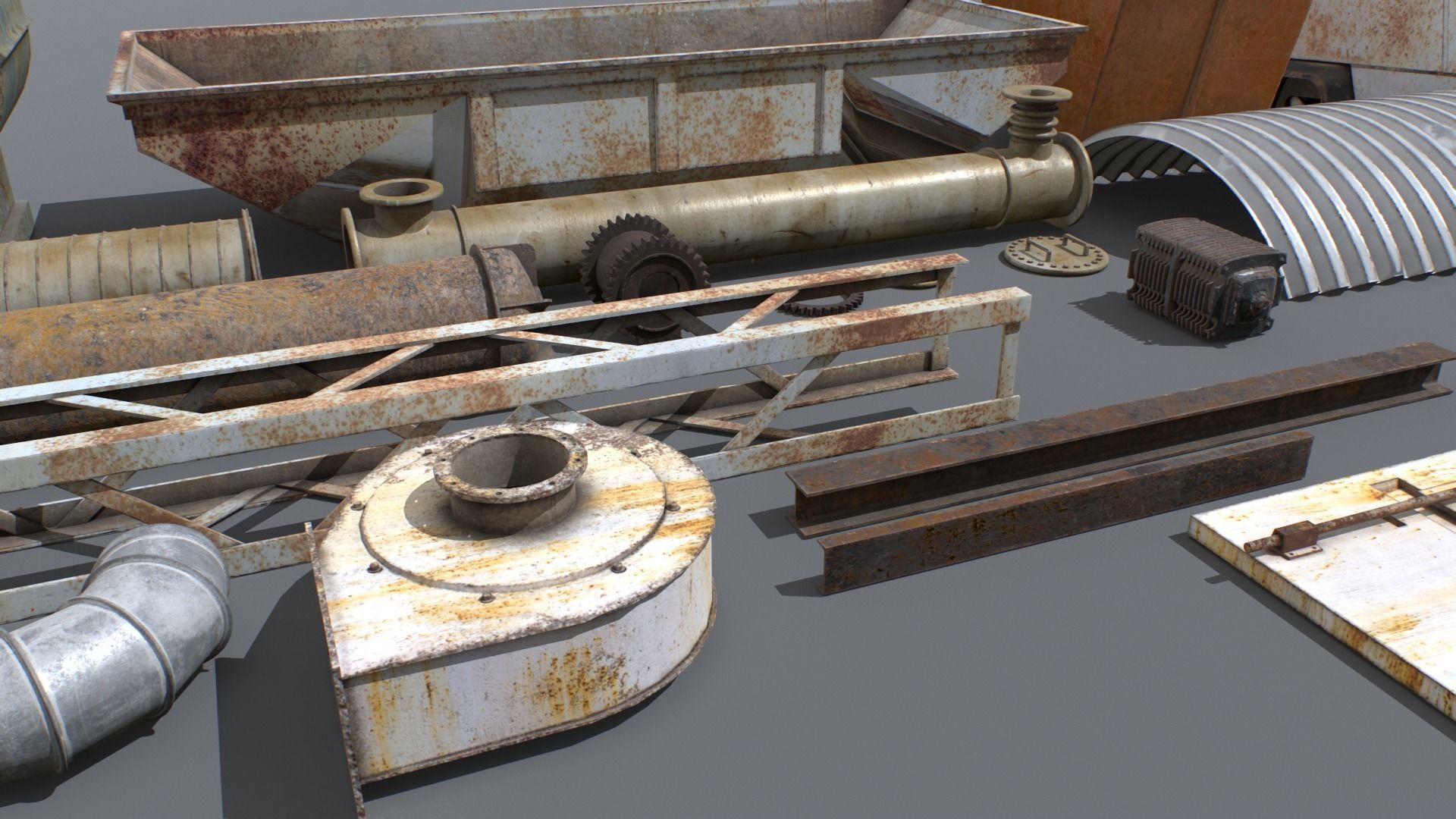 Abandoned Industrial Props Pack 3 Low-poly 3D model_6