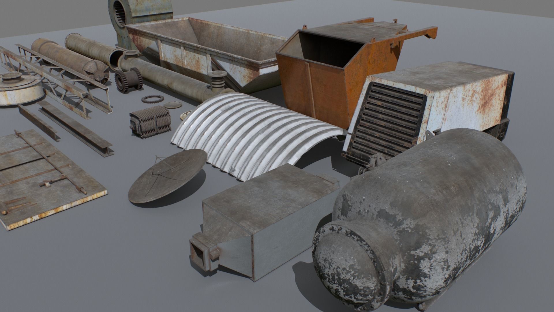 Abandoned Industrial Props Pack 3 Low-poly 3D model_9