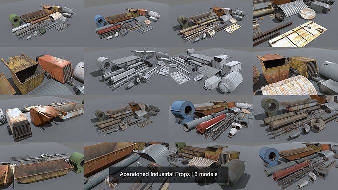 Abandoned Industrial Props 3D Model Collection