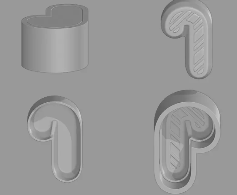 Candy cane mold 3D print model_0