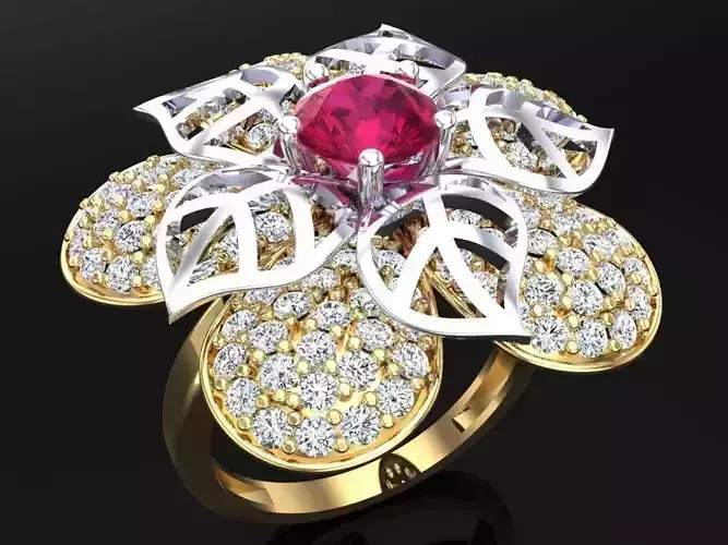  Mesh flower ring - Italian rings - Womens Rings - N6585