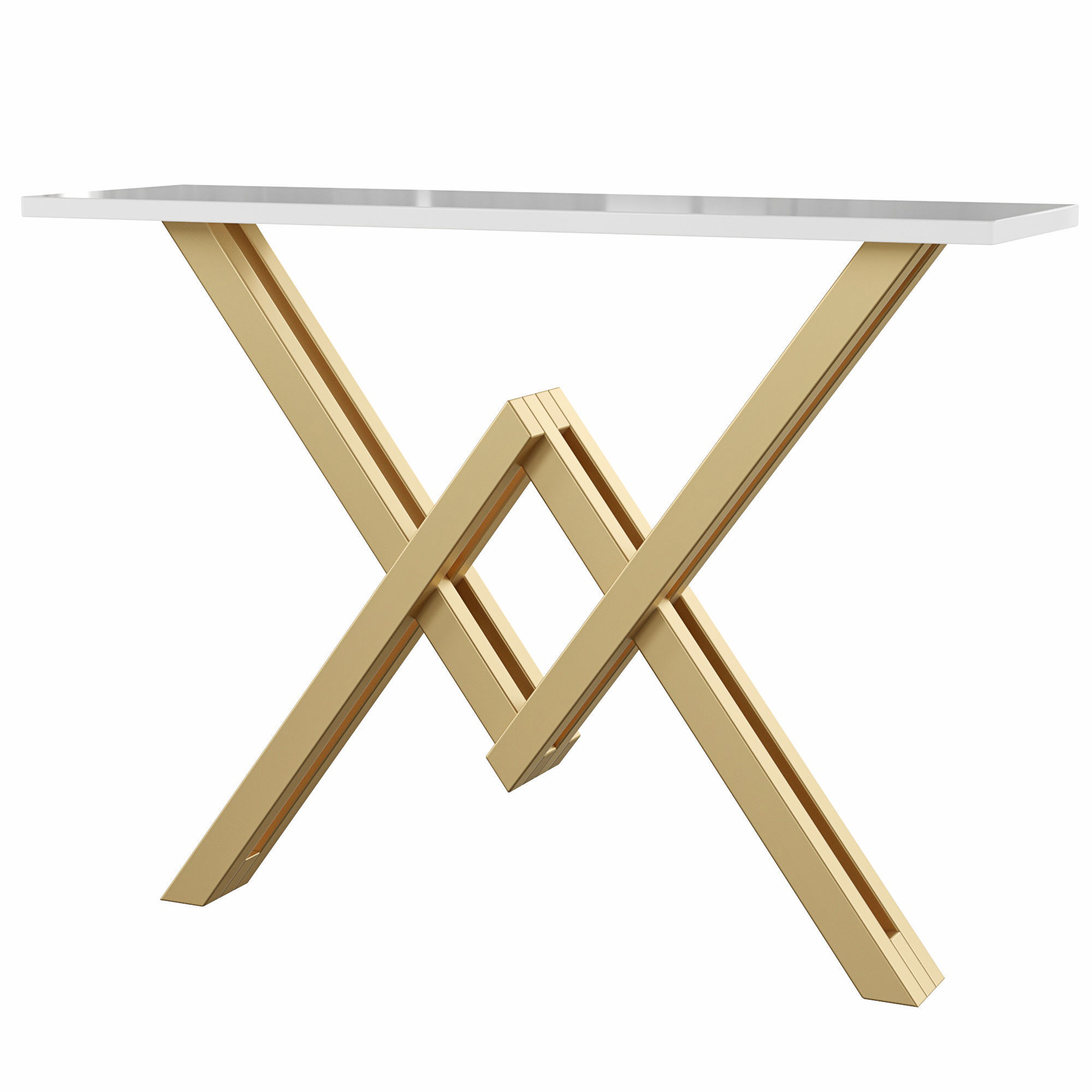 Gold Narrow Console Table Accent Table 3D model_4