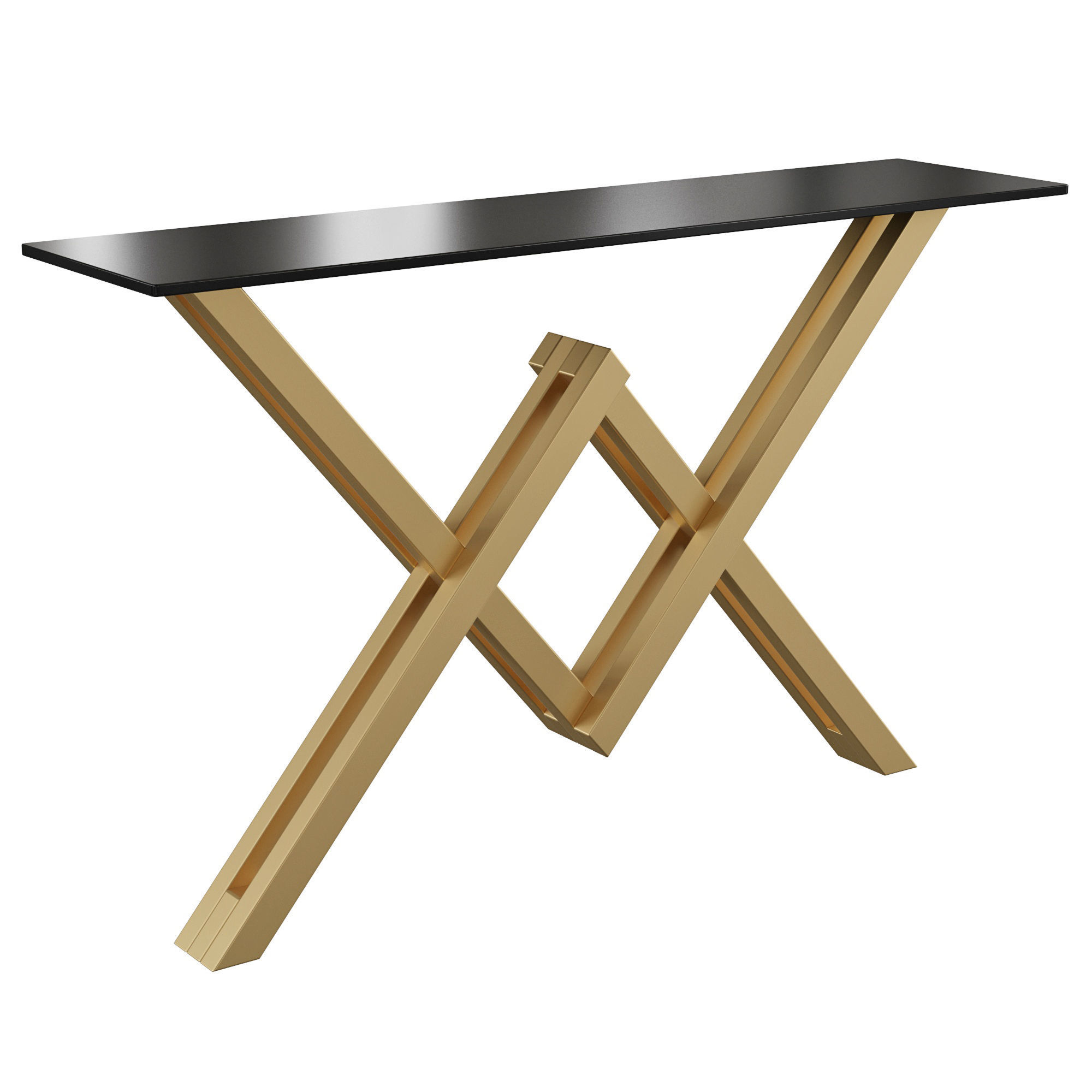 Gold Narrow Console Table Accent Table 3D model_1