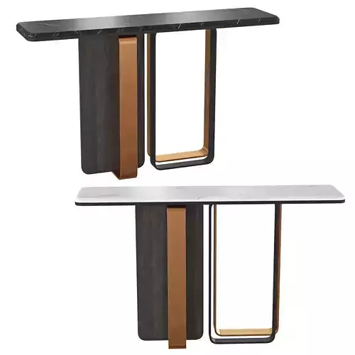Narrow Console Table with Marble Tabletop 
