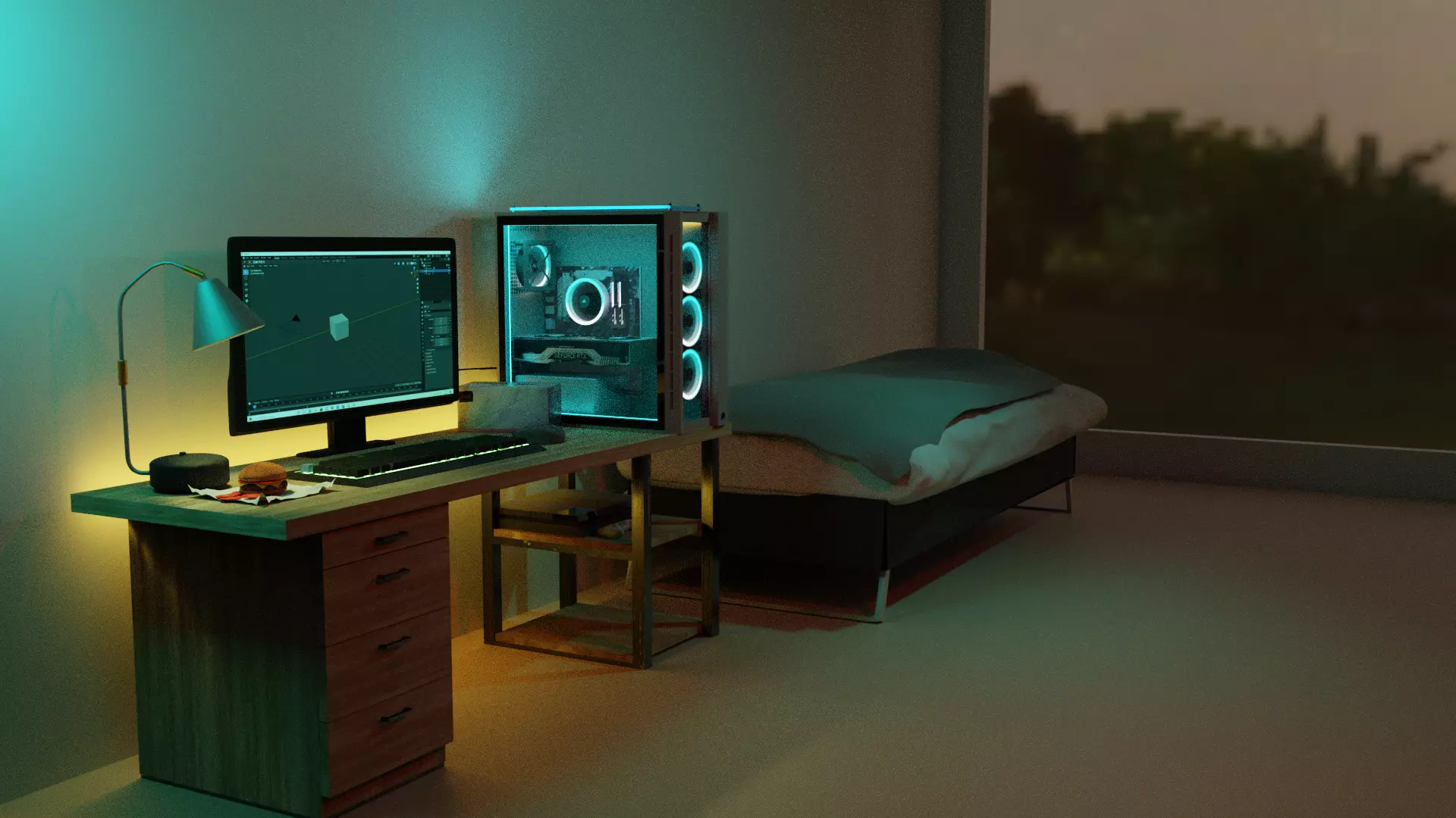 A room computer - lighting Free 3D model