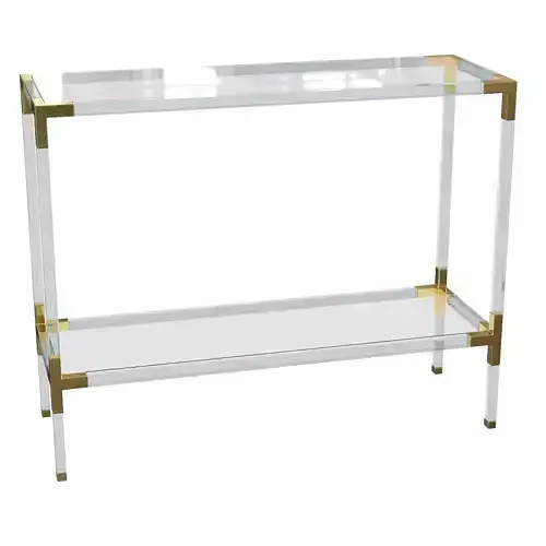 Narrow Console Table with Shelf Tempered Glass