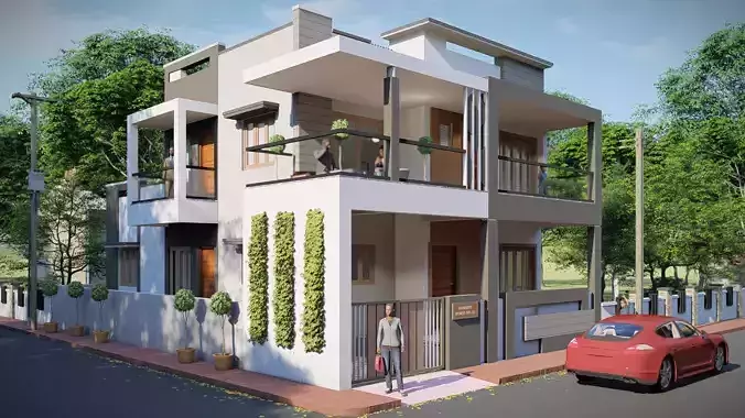 Villa exterior model 3D model