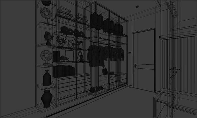 Bedroom Scandivanian Interior Low-poly 3D model 7