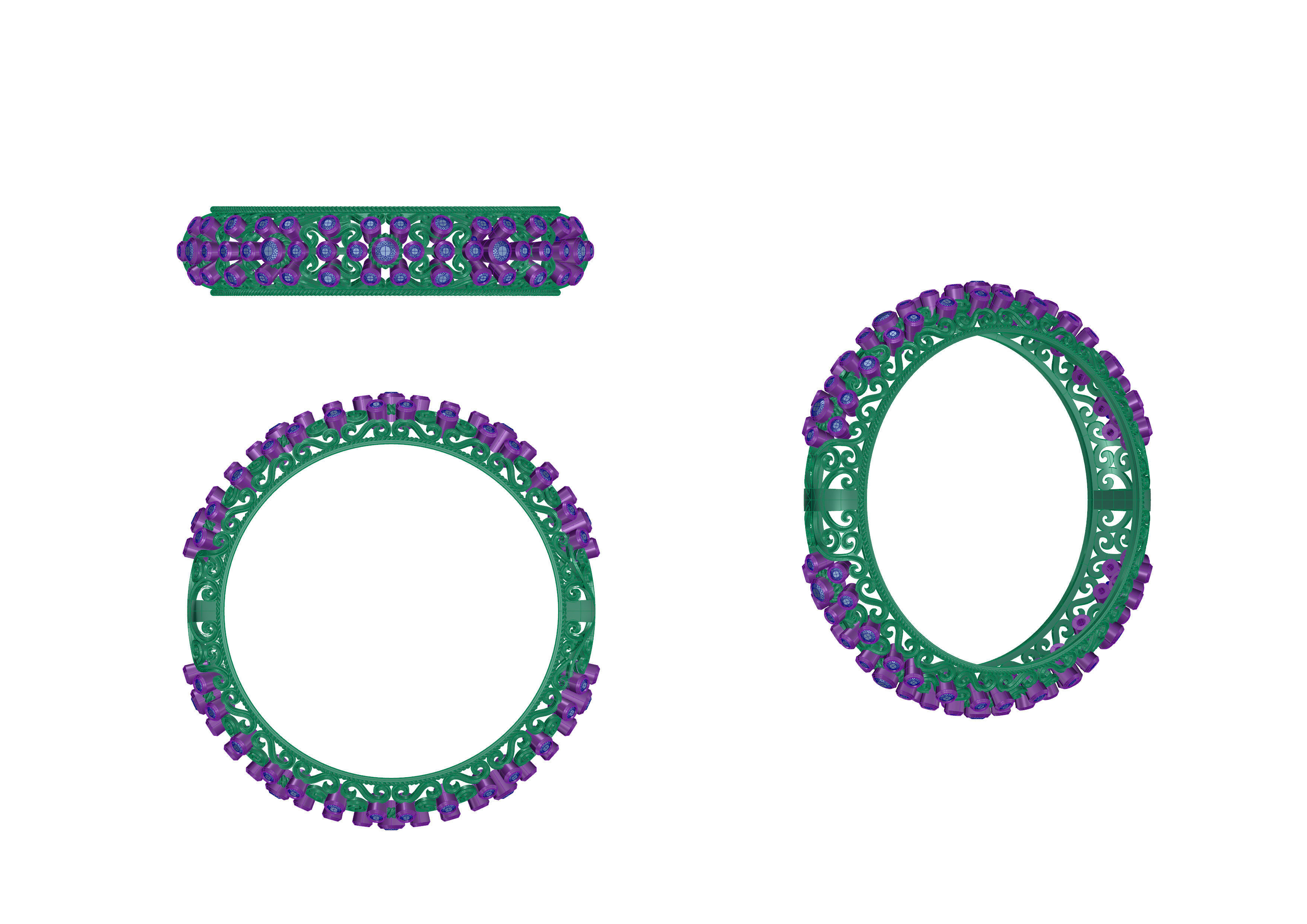 Diamond Bangle02 3D print model_5