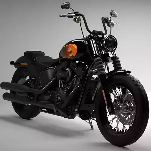 Realistic Harley Davidson Street Bob 2021 Vivid Black 3D model