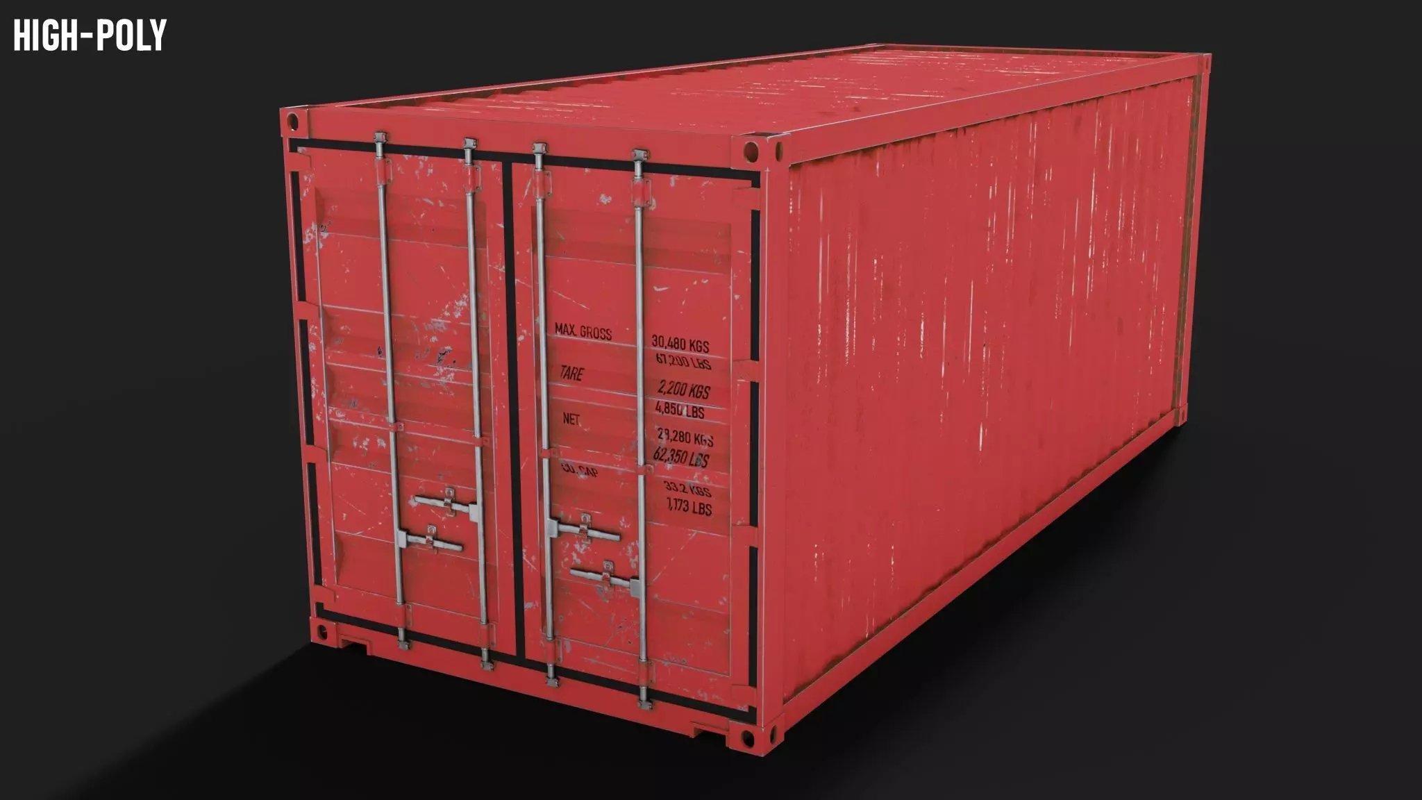 20ft Shipping Container Free low-poly 3D model_0