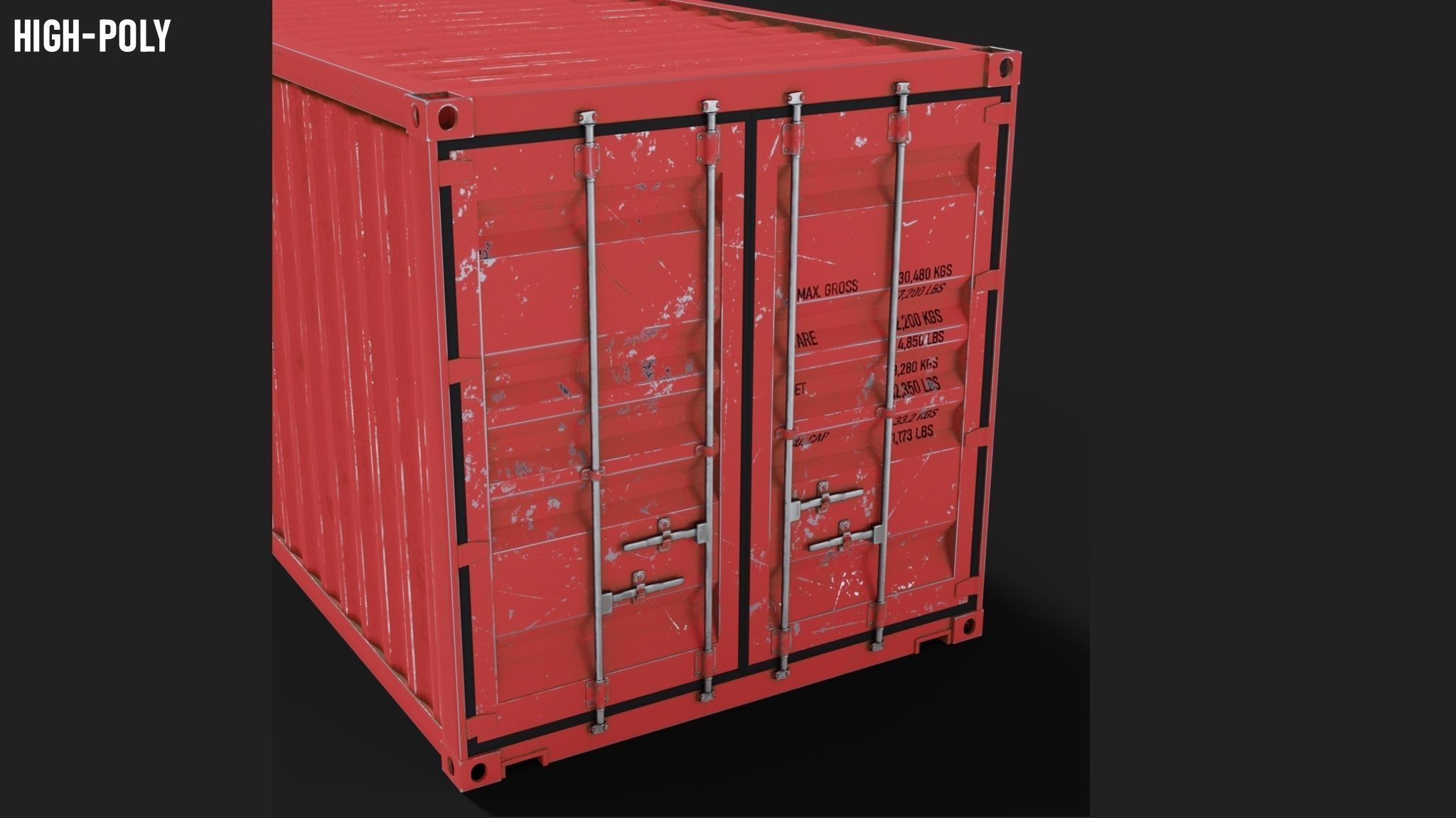20ft Shipping Container Free low-poly 3D model_3