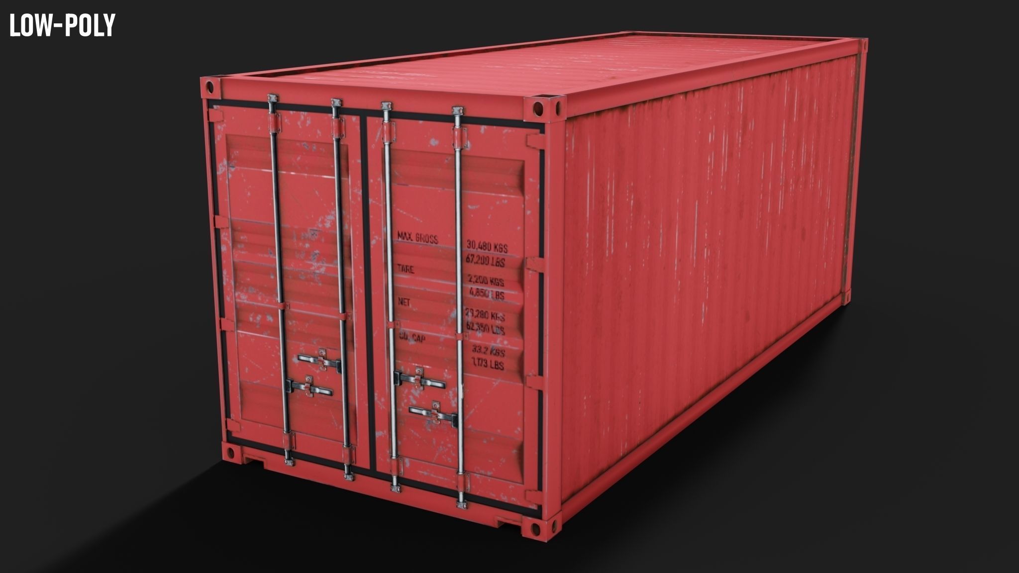 20ft Shipping Container Free low-poly 3D model_7