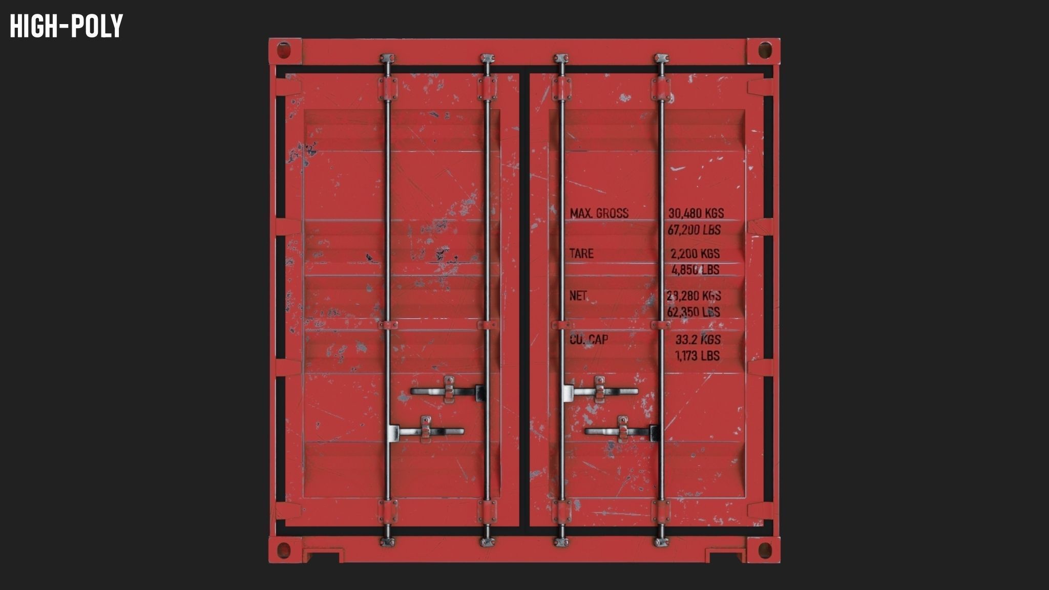 20ft Shipping Container Free low-poly 3D model_1