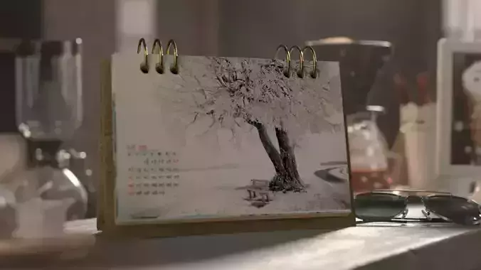 calendar with tree 3D model
