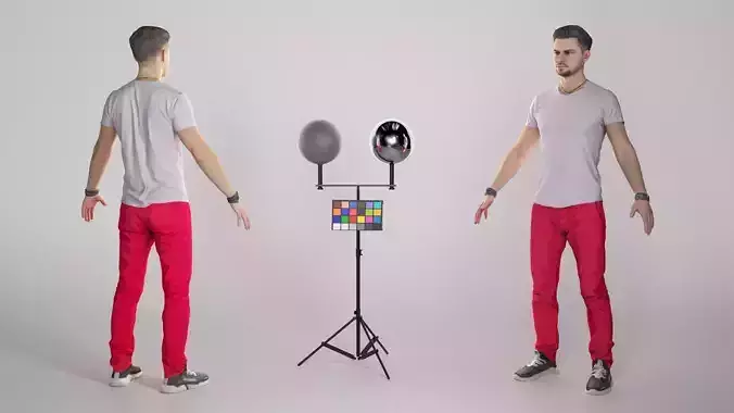 Handsome young man in A-pose 337 Low-poly 3D model